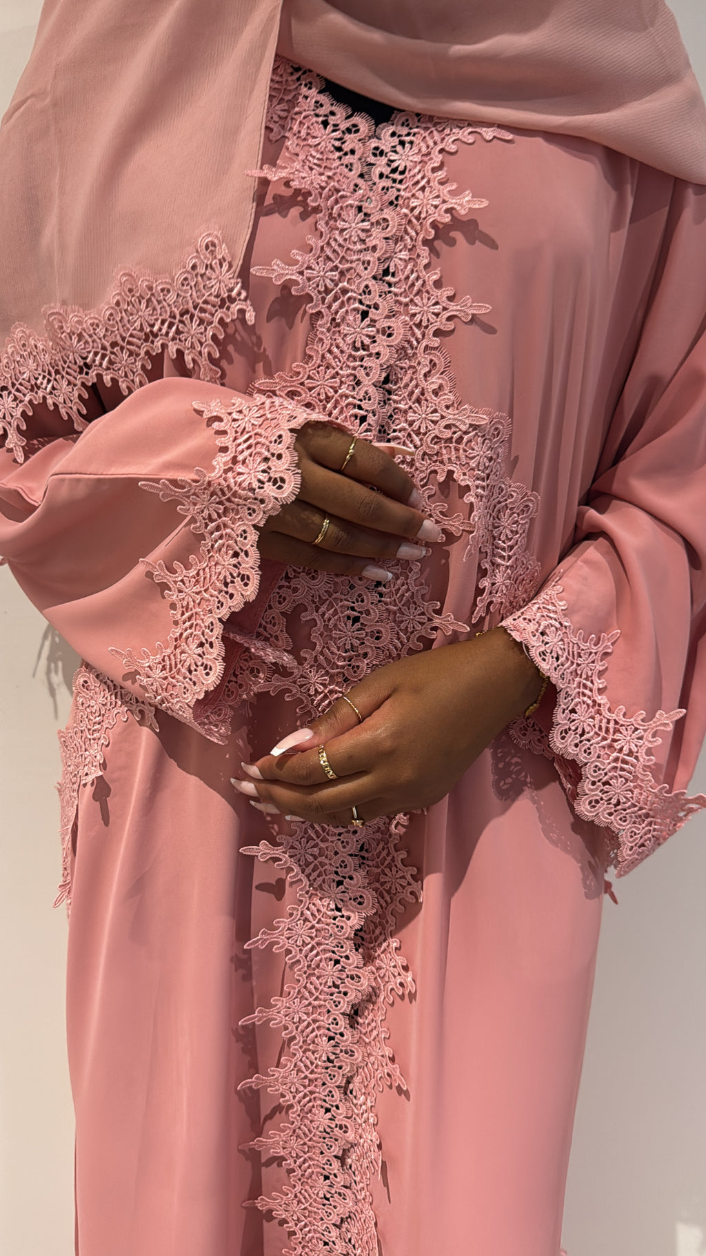 Lace Abaya in Blush