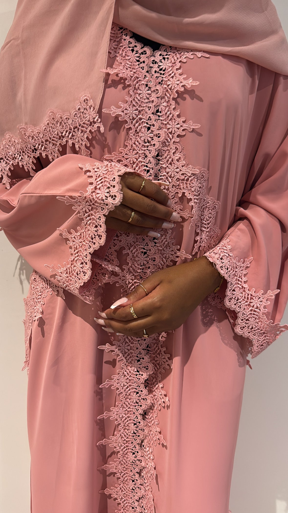 Lace Abaya in Blush