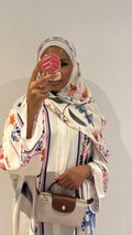 Bloom Abaya - Cream with Pink Side Accent