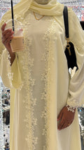 Butter Yellow Lace Abaya