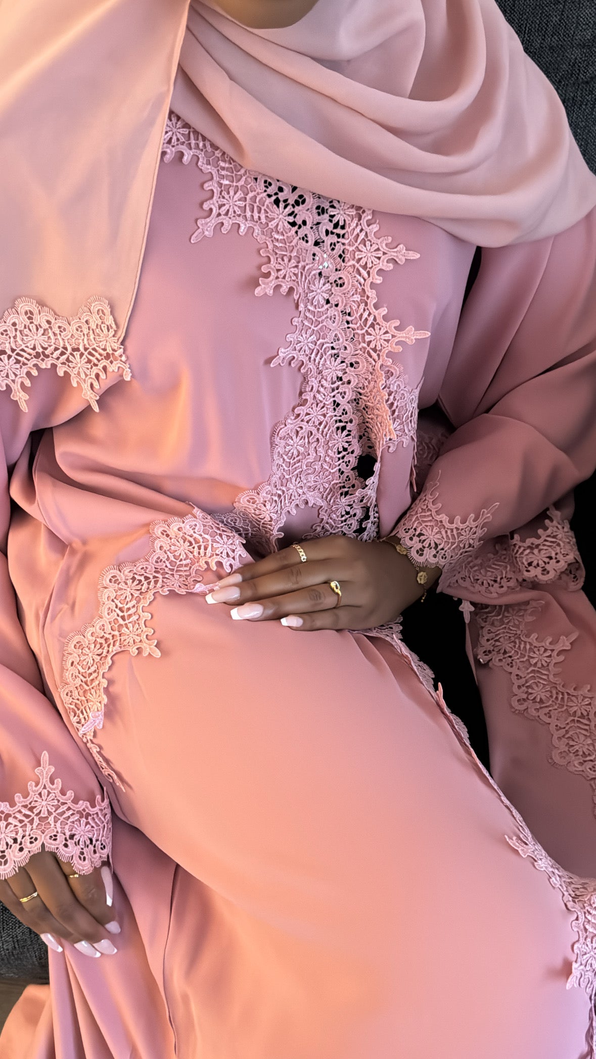 Lace Abaya in Blush