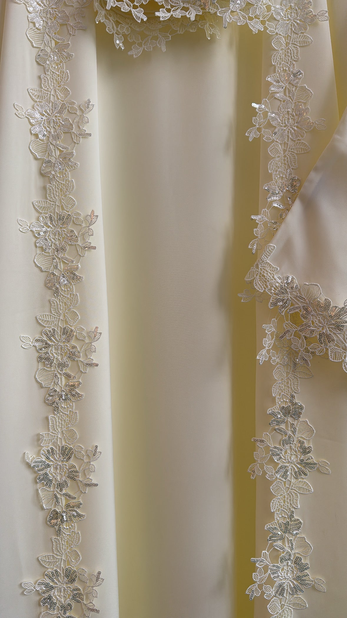 Butter Yellow Lace Abaya