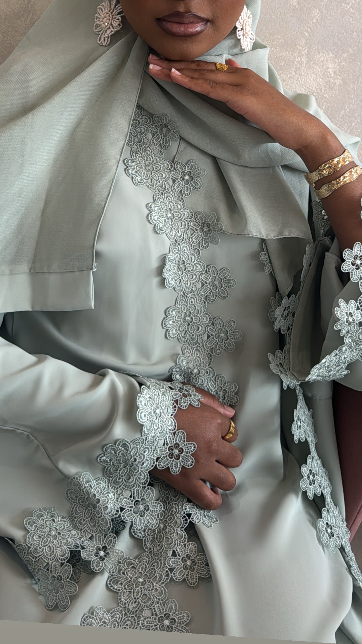 Sage Lumière Lace Abaya
