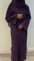 Lace Abaya in Midnight Berry