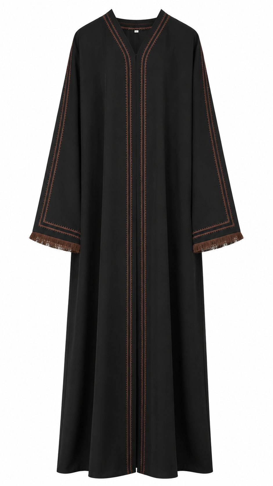 Everyday Embroidered Abaya - Brown Trim
