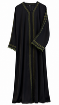 Everyday Embroidered Abaya - Green Trim